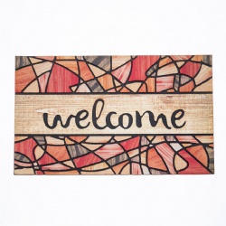 Printed flocked crumb rubber door mat