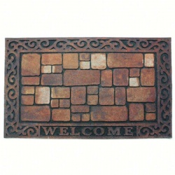 Printed flocked crumb rubber door mat